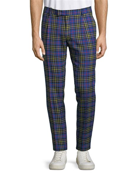 blue green plaid burberry pants|burberry print pants men's.